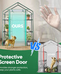 Comparison of Walk In Outdoor Greenhouse 56 x 29 x 77 Inch with protective mesh door vs other greenhouse without mesh.