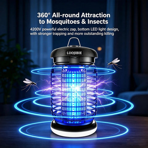 Bug Zapper Outdoor and Indoor Dual Use With UV LED Light 4200V High Voltage Waterproof Insect Killer glowing with electric grid