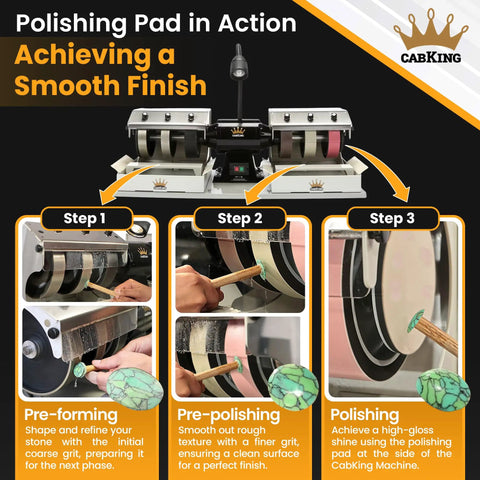 Step-by-step guide with Cabbing Machine for Gemstone Polishing and Cabochon Making, 8-Inch Diamond Wheel Lapidary Tool and LED Lamp