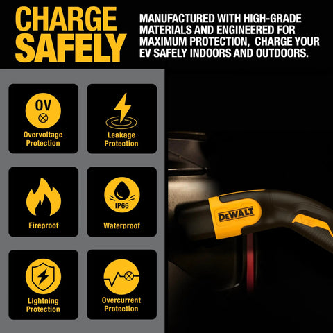 On The Go Portable EV Charger For Tesla Level 1 And 2, 12 To 16 Amp, Indoor Outdoor CSA Certified, NACS Compatible, safety features