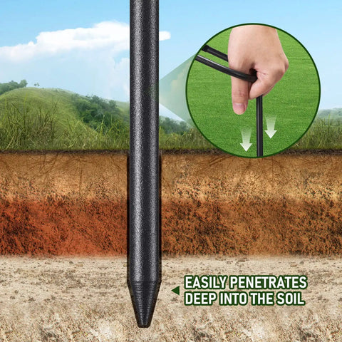 U Shaped Golf Club Holder Set Two Pack That Keeps Your Clubs Clean Dry And Visible Detachable Metal Stand close-up in soil
