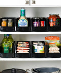 Large Stackable Plastic Shelf Bins 8 Pack Open Front Organizer For Parts Tools Hardware Pantry Garage 13 Inch Long By 6 Inch Wide By 5 Inch High Made In USA Black