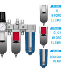 Three Quarter Inch NPT Industrial Pro Grade Three Stage Air Drying System with Filter and Dryer Components