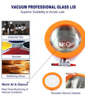 1.5 Gallon Vacuum Chamber With Tempered Glass Lid And Stainless Steel Build for wood stabilizing and degassing silicones and epoxies