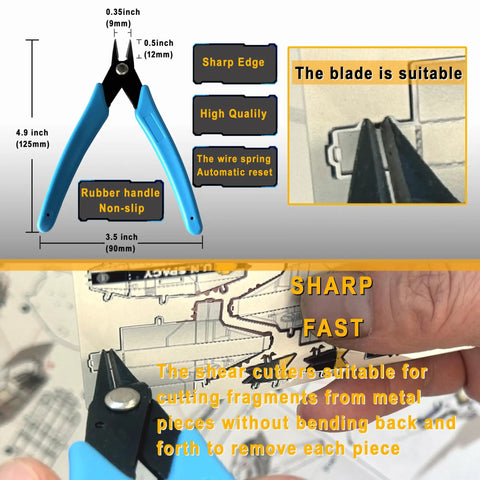 3D Metal Puzzle Tool Kit For Adults, blue handle pliers with sharp edge measurement and close-up cutting action