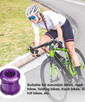 Five Piece Double Chain Ring Bolts M8 Aluminum Alloy Bicycle Crankset Nuts Chainring Screws Purple shown with cyclist and bike