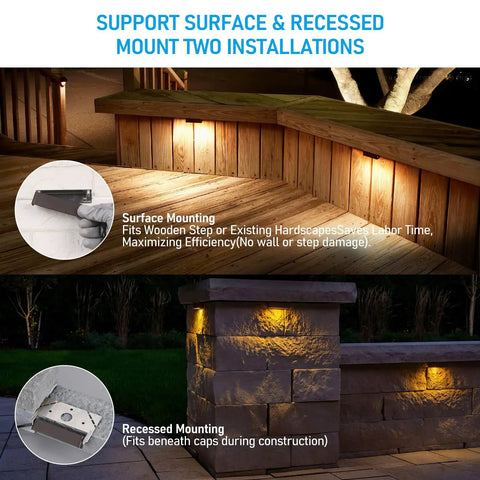 Lit 4 Inch LED Hardscape Lights for Retaining Walls and Gardens, Low Voltage 12-24V AC/DC Paver Lighting, Dimmable 1W 2W 3W, Soft White 2700K, ETL Certified Outdoor Step Lights, 4 Pack