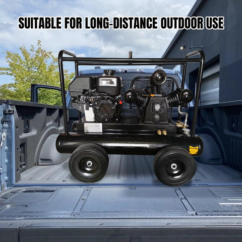 Powerful 6.5HP Gas Powered Air Compressor With 20 Gallon Twin Tank, Delivers 17 CFM And 115 PSI For Jobsite Use, Perfect For Pneumatic Tools And Construction Projects On The Go, Reliable And Built To Last