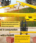 Heavy Duty Workhorse Forklift Jib Boom Hoist 6600 Lb Telescopic Mobile Crane Attachment with four suspension points.