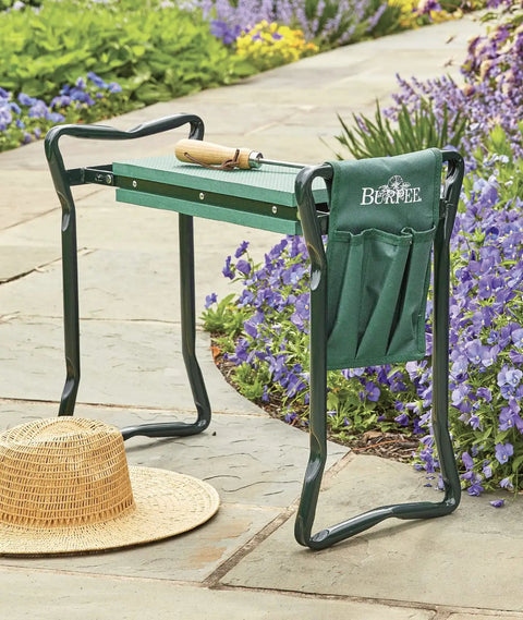 Do It All Garden Kneeler Seat With Padded Cushion And Detachable Tool Bag, Versatile Foldable Garden Stool in garden view
