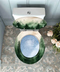 Top view of round resin toilet seat with nature design, suitable for various bathroom setups. Toilet Seat Round Resin for Bathroom.