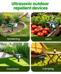 Solar Ultrasonic Animal Repellent With Motion Sensor And LED Flashlight, Waterproof Outdoor Pest Deterrent For Your Yard, It Keeps Squirrels, Raccoons, Deer, Cats And Dogs Away, Motion Activated Solar Powered Guard in garden, farm, courtyard, camping