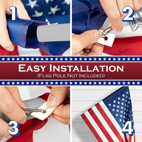 Installation steps for 2.5 By 4 Ft American Flag Pole Sleeve For Outdoor Use, Built To Last Nylon Construction, Pole Not Included