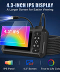 1080P Endoscope Camera With Light And 4.3 Inch IPS Screen For Real Time Inspection HD Borescope With Flexible Probe Handy On Device Display, 4.3-inch screen