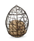 Indoor Outdoor Teardrop Wicker Hanging Chair For Patio And Deck, Multi Brown Tan Teardrop Basket Swing, Stand Not Included