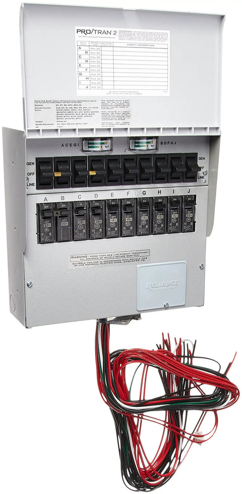 Generator Transfer Switch Kit For Home Use, 10 Circuits, 30 Amp, Model 310CRK with wiring for easy installation