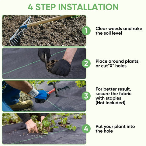 Heavy Duty Weed Barrier Fabric, 3 Feet By 50 Feet, 3.2 Ounces Landscape Workhorse For Garden installation guide with steps