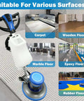 Pro Grade Heavy Duty 17 Inch Floor Polisher And Buffer Machine With 3 Gallon Tank 3 Brush Heads 175 RPM on various floors