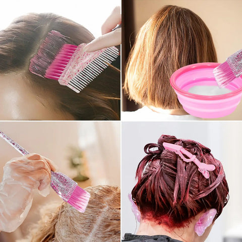 11 Piece Hair Coloring Kit For Home Dyeing With Pro Grade Tools Including Mixing Bowl Dye Brush Clips And Earmuffs Perfect For Bleaching And Dye At Home in use