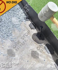 Extra Tall 4.75 Inch Black No Dig Yard Edging Kit For Landscaping And Flower Gardens 20 Ft Long Includes 18 Edging Stakes Easy Install Creates Clean Tree Rings And Pathways being installed with mallet and stakes