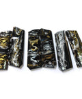 2 Pcs Acrylic Knife Handle Scales Slabs For DIY Knife Making Blanks And Blades Lightweight Yet Durable Material In Black White Yellow With Cloud Texture For Daggers Damascus Tactical Knives Gun Hilt Crafting, showcasing black, white, and yellow cloud swirls
