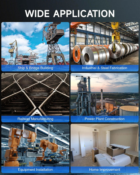 ZELCAN mag drill press collage showing wide industrial applications across construction and manufacturing.