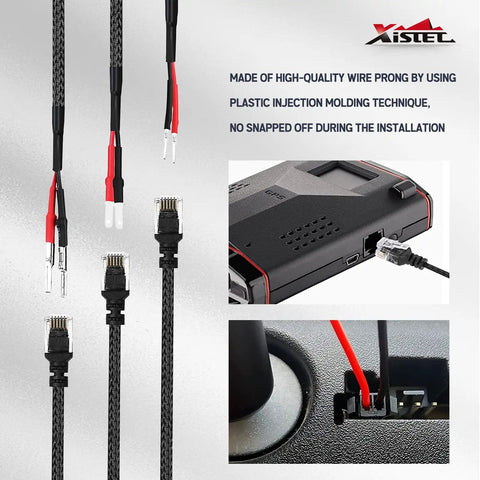 16.5 Inch Radar Detector Hardwire Power Cord With RJ11 Plug Tap showing wire ends, connections, and inline fuse mount set of 3
