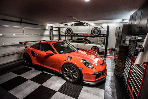 Interlocking Diamond Plate Garage Floor Tiles for a Tough, Easy Clean Garage Makeover, Heavy Duty Copolymer Modular Tiles in Black, 12x12 Inches, 48 Pack Covers 48 Sq Ft, Built to Take Heavy Rolling Loads Over 80,000 Pounds