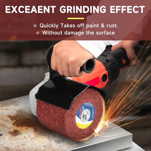 Nonwoven Flap Wheel For Surface Conditioning 120 Grit Drum polishing metal with sparks