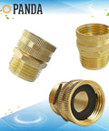 Brass Garden Swivel Pipe Fitting 3/4 GHT Female To 3/4 GHT Male Hose Adapter, shown with brass threads and gasket