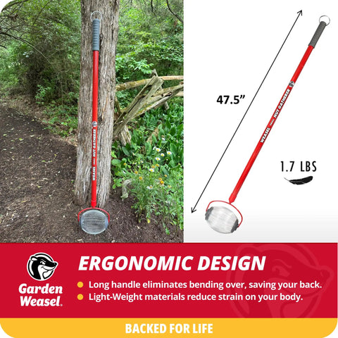 No Sweat Lawn Roller Picker That Gathers Acorns Buckeyes And Beechnuts, 47.5" long, lightweight steel frame design.