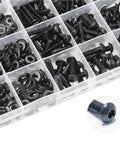 Dope Hex Socket Cap Screw Kit M2 M3 M4 M5 With Wrench, Durable Metal Fasteners, Precise Threads, Handy Assortment For DIY Projects, Home Repairs, And Small Machinery, Easy To Identify Sizes And Build Solid Joints. Black hex socket cap screws, washers, and nuts in organizer tray