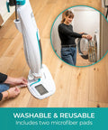 Straight Up Heavy Steam Mop For Sanitizing Sealed Hardwood Tile And Vinyl Floors With Chemical Free Deep Cleaning Power And Integrated Scrub Brush To Banish Stubborn Grime For Spotless Floors That Look Brand New, with reusable microfiber pad.