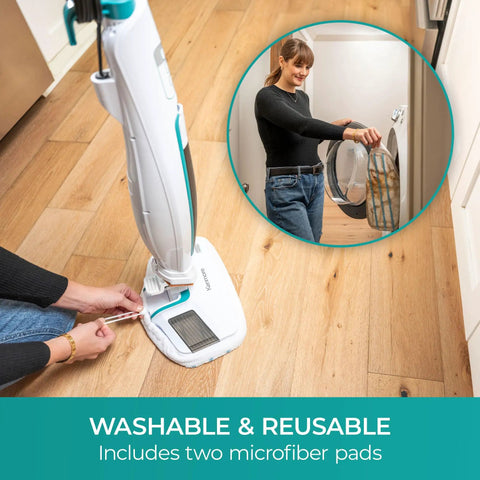 Straight Up Heavy Steam Mop For Sanitizing Sealed Hardwood Tile And Vinyl Floors With Chemical Free Deep Cleaning Power And Integrated Scrub Brush To Banish Stubborn Grime For Spotless Floors That Look Brand New, with reusable microfiber pad.