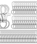 Tough As Nails Zinc Alloy Swivel Snaps Bulk 100 Count Lobster Clasp Hooks showing shiny silver snaphooks with ring openings.