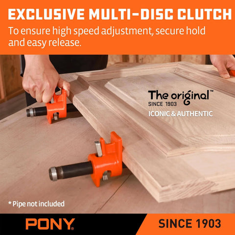 Hands using Two Pack Fifty Two Inch Wood Gluing Pipe Clamp Fixture For One Half Inch Black Pipe For Woodworking Projects.