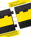 Two Channel Rubber Cable Ramp Protector And Cord Cover For Cables And Hoses with snap joint lock design and anti-slip surface