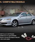 Silver 2007 Acura TL Type-S with rear LED markers, compatible with Acura TL 2007 2008 Type S Rear Side Marker Lights Wiring Harness Adapter Kit Plug And Play Socket Converter For Aftermarket LED Markers Easy Connect For A Precise Fit And Reliable Power