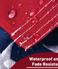 Close-up of Outdoor 3x5 Ft American Flag Deluxe Heavy Duty Spun Polyester showing waterproof stitching and embroidered stars.