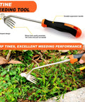 3-In-1 Weed Puller Set With 4-Tine Uprooter And Crevice Weeder, portable garden tool with ergonomic handle and sharp tines in use