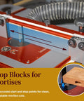 Essential Router Table Upgrade Kit Featuring Micro Adjustable Aluminum Fence With Dual Bearing Guide Rails For Dead Nuts Alignment And Butter Smooth Cutting Action To Level Up Your Woodshop Game with stop blocks for mortises.