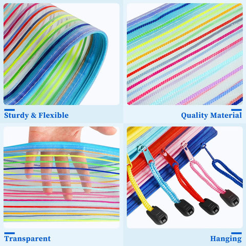 120 Pack Mesh Zipper Pencil Pouches In 10 Colors 9 By 4 Point 7 Inch Small Pencil Bags showcasing sturdy, quality, transparent features