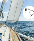 Two Pack Beefy Quick Release Pin One Quarter Inch By Six Tenths Inch Ball Lock With Push Button 304 Stainless Steel Ring Handle shown on a sailboat
