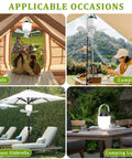 2 In 1 Camping Fan And LED Lantern For Outdoors Portable Hanging Ceiling Fan with light in tent, campsite, umbrella, and table settings