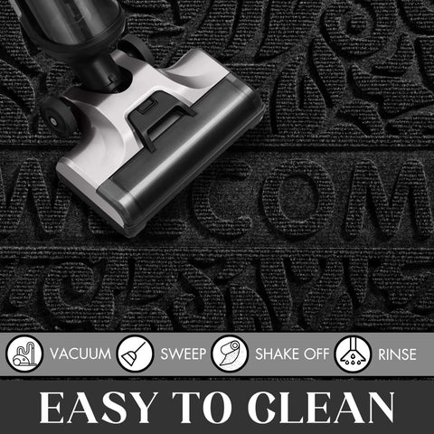 Vacuum cleaning Welcome Mat Outdoor Waterproof Non Slip Entryway Rug For Front Door And Patio Low Profile Indoor Outdoor Mat Black 29.5x17