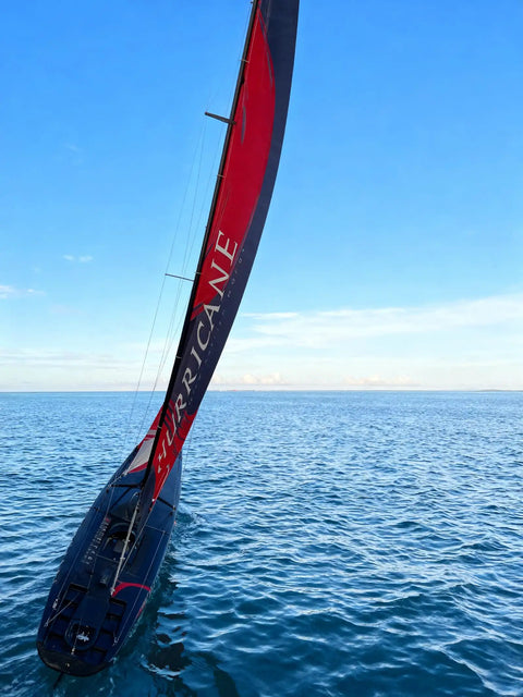 84 Inch Remote Control Sailboat Kit With Preassembled Accessories sailing on ocean, featuring canvas sail and ABS hull.