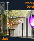 Purple Flame Solar Christmas Lights Outdoor 12 Pack With Dancing Torch Effect, 20.6 inch, IP65 waterproof outdoor decor