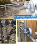 Five Inch Steel Pipe Track Gate Rollers For One And Five Eighth Inch Gate Frame Pack Of Two Sliding Gate Wheels Galvanized