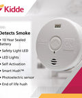 Hallway Smoke Alarm With Safety Light And Ten Year Sealed Battery No Fuss No Muss Worry Free Detector displayed in a room.