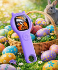 Portable Kids Microscope With 2 Inch Screen And 1080P Autofocus displayed among colorful Easter eggs and a rabbit